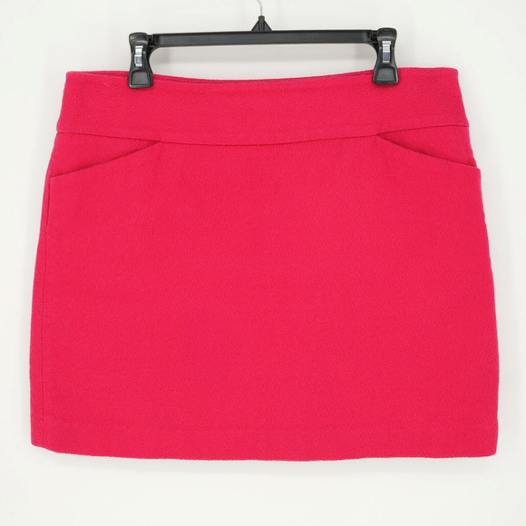 Loft Skirt Womens 12 Pink Cotton Tweed Lined Mini Pockets Side Zip Career - Picture 1 of 8